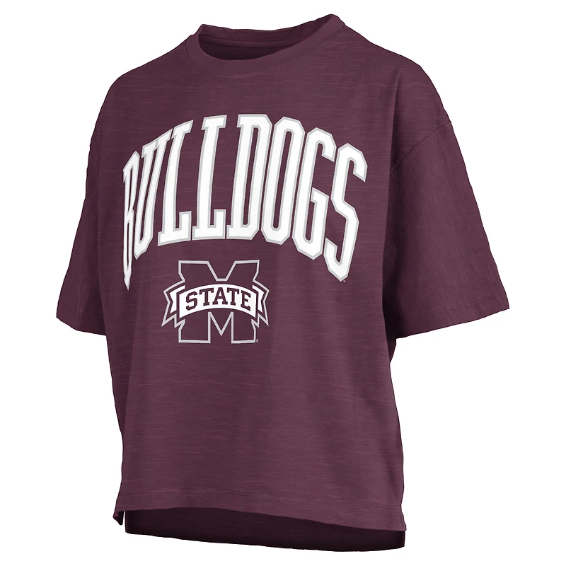 Women's Pressbox  Maroon Mississippi State Bulldogs Nelson T-Shirt