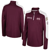 Coupe-vent zippé Cyclone à quart de tour pour jeunes Colosseum Maroon Mississippi State Bulldogs OHT Military Appreciation
