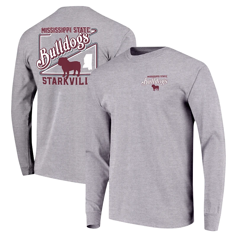 T-shirt gris à manches longues avec script rétro des Bulldogs de l'État du Mississippi pour jeunes