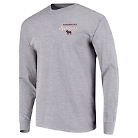 T-shirt gris à manches longues avec script rétro des Bulldogs de l'État du Mississippi pour jeunes