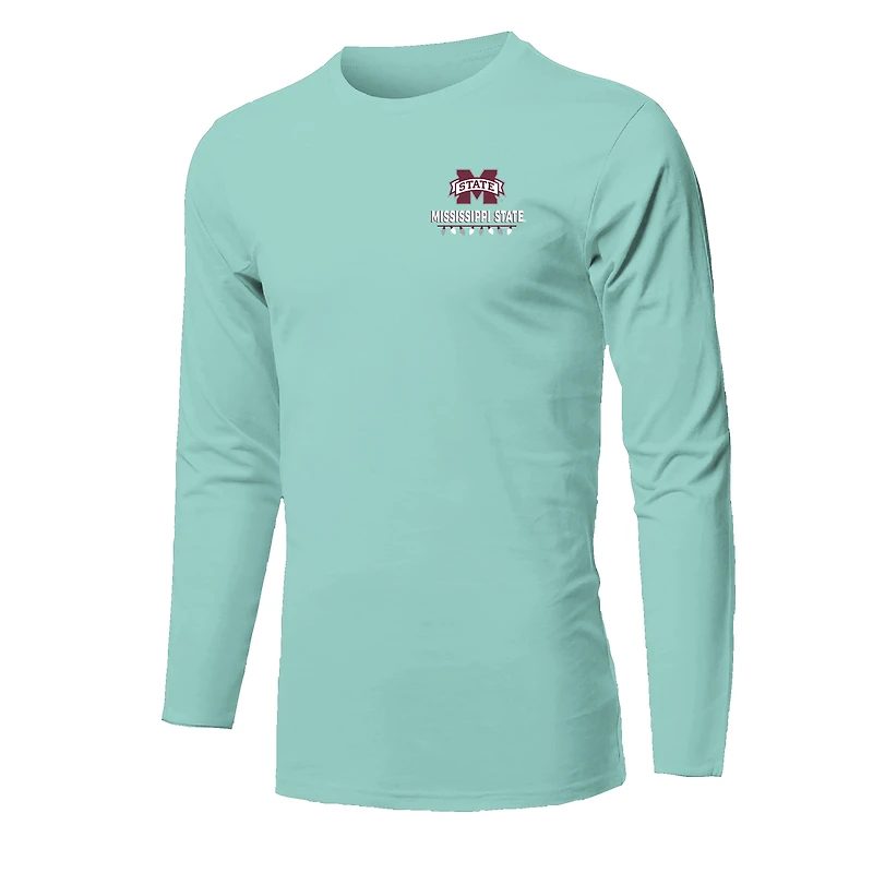 T-shirt à manches longues vert clair pour jeunes, motif sapin de Noël, Mississippi State Bulldogs