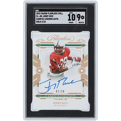 Jerry Rice Mississippi Valley State Delta Devils Autographed 2022 Panini Flawless Campus Legends #CL-JRI #2/10 SGC Authenticated 9/10 Card
