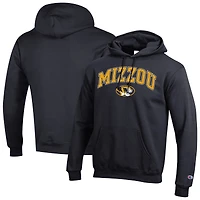 Sweat à capuche noir Champion pour homme avec logo Arch Over des Missouri Tigers