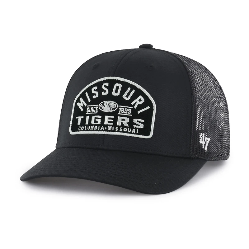 Casquette trucker ajustable Leland des Missouri Tigers, modèle 47, noire, pour homme