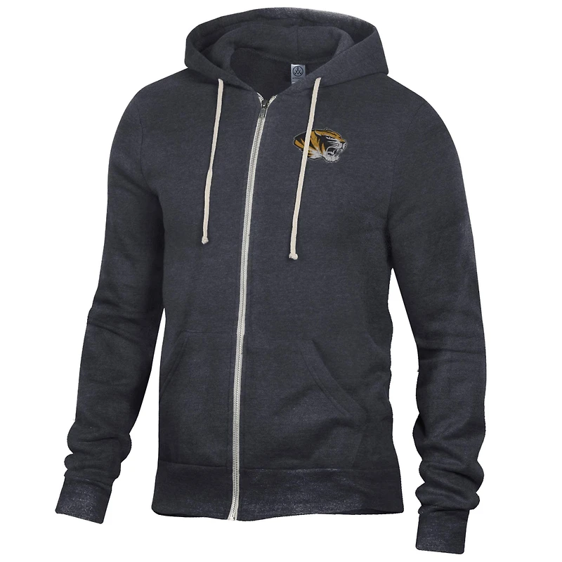Sweat à capuche zippé noir chiné Missouri Tigers Rocky pour homme (Alternative Apparel)