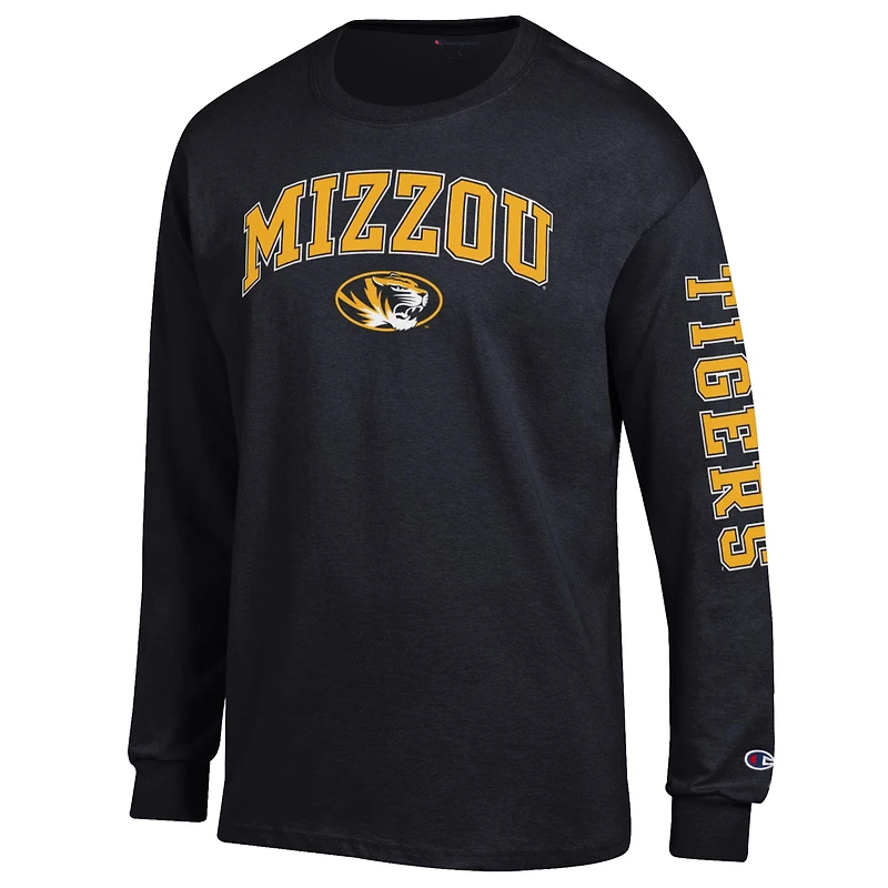 Men's Champion  Black Missouri Tigers Arch Over Logo 2-Hit Long Sleeve T-Shirt
