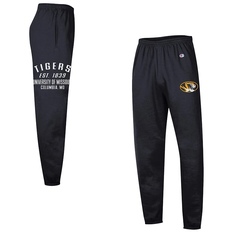 Men's Champion Black Missouri Tigers Powerblend Banded Fleece Sweatpants