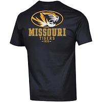T-shirt noir Champion pour hommes Tigers du Missouri Stack 2-Hit