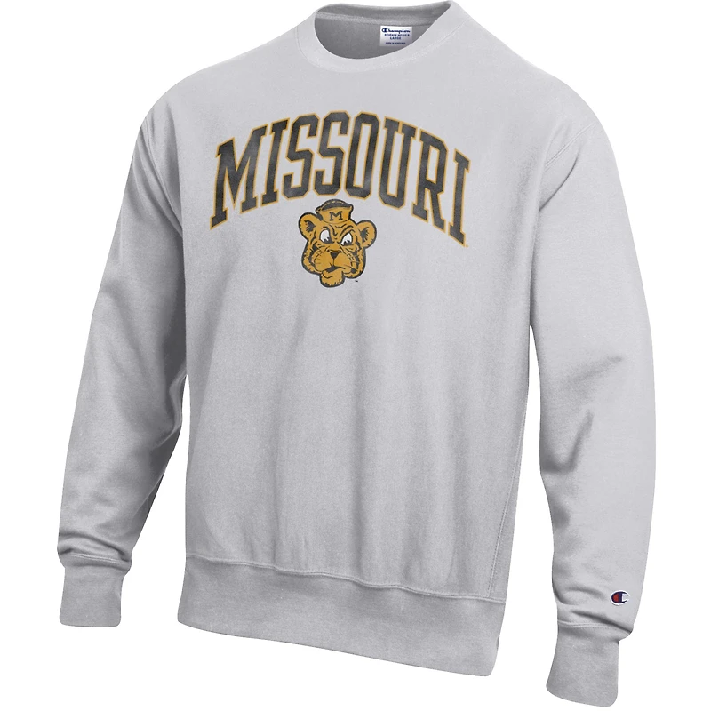 Sweat-shirt ras du cou gris Champion pour homme, motif arches vieillies, logo invers