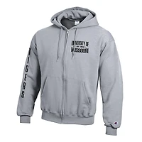 Men's Champion  Gray Missouri Tigers Varsity Powerblend Full-Zip Fleece Hoodie