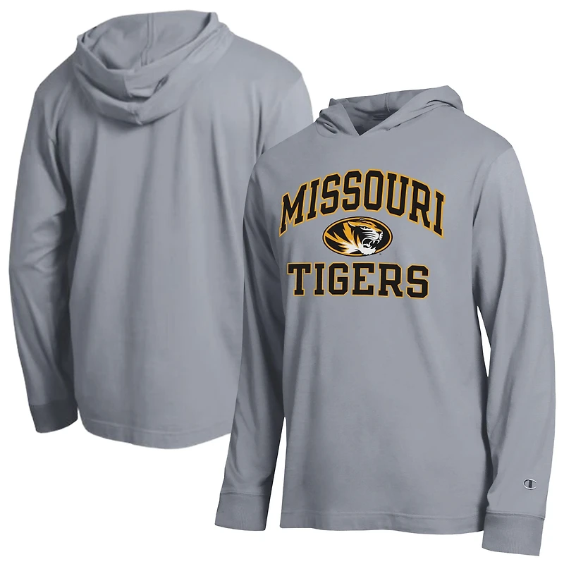 Men's Champion Heather Gray Missouri Tigers High Motor All-Star Long Sleeve Hooded T-Shirt