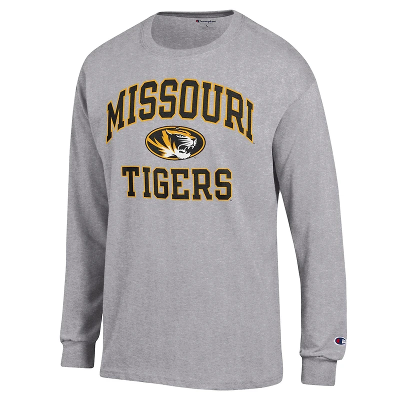 T-shirt à manches longues pour homme Champion Heather Grey Missouri Tigers High Motor