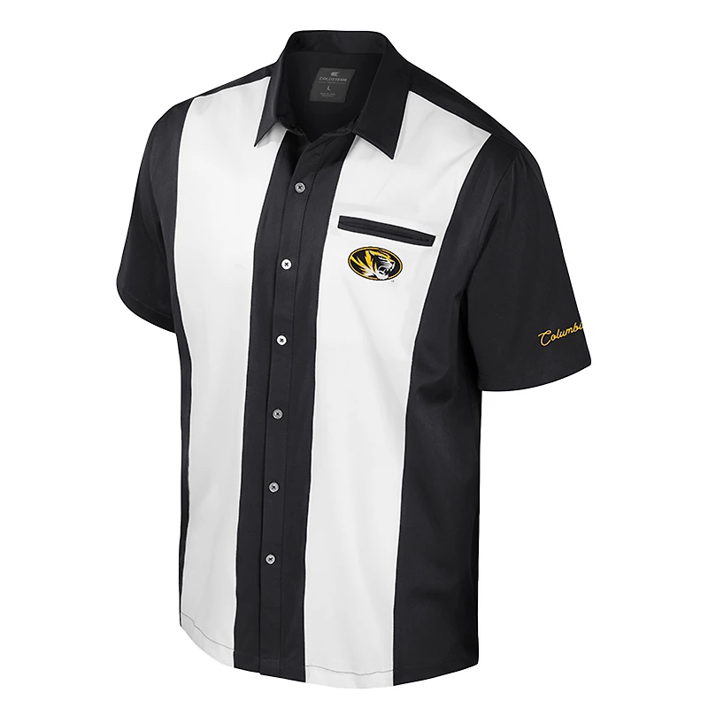 Chemise boutonnée noire pour homme, motif Missouri Tigers Strike Bowling