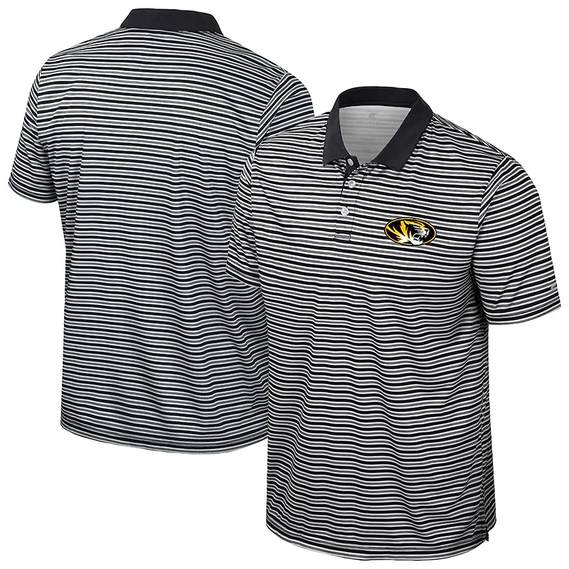 Men's Colosseum Black Missouri Tigers Striped Polo