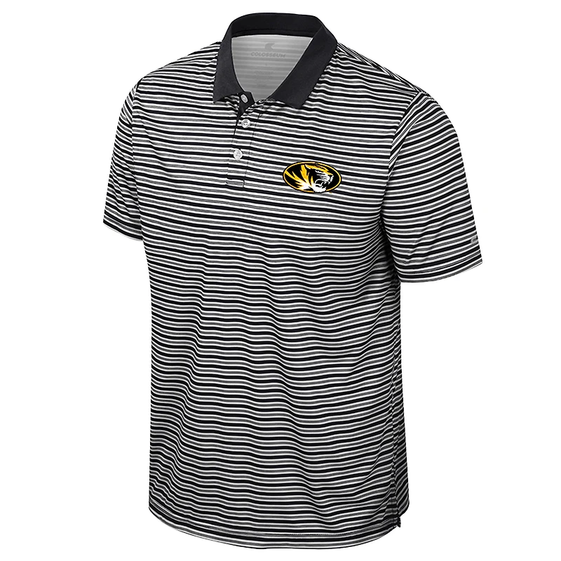 Men's Colosseum Black Missouri Tigers Striped Polo