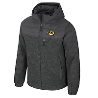 Men's Colosseum Charcoal Missouri Tigers Nightman Full-Zip Hoodie Puffer Jacket