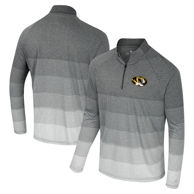 Coupe-vent à glissière quart de zip en maille rayée IA Colosseum Gray Missouri Tigers pour hommes