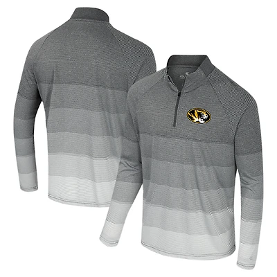 Coupe-vent à glissière quart de zip en maille rayée IA Colosseum Gray Missouri Tigers pour hommes