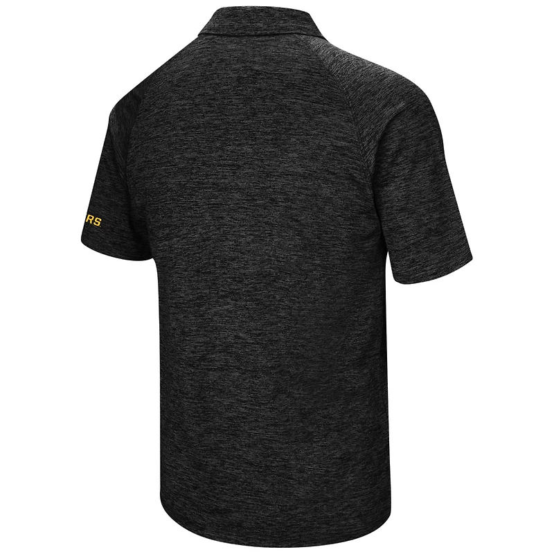 Colosseum Heathered Black Missouri Tigers Down Swing Polo raglan pour homme