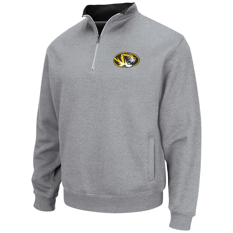 Veste à col zippé Colosseum pour homme, gris chiné, avec logo de l'équipe Missouri Tigers Tortugas