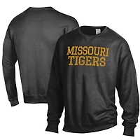 Sweat-shirt ras du cou en polaire teint pièce ComfortWash noir pour homme, Missouri Tigers