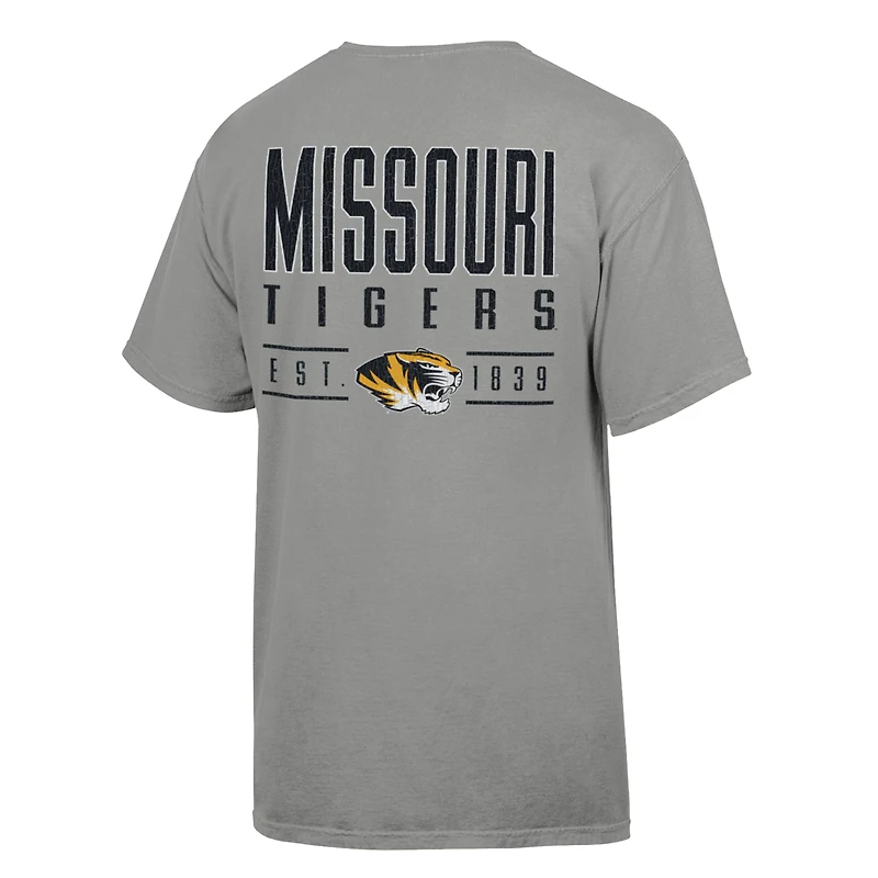 T-shirt gris ComfortWash pour homme, motif Big Name des Missouri Tigers