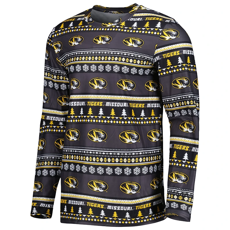 Ensemble de nuit pour homme Concepts Sport Black Missouri Tigers pivotant à manches longues et pantalon