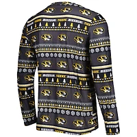 Ensemble de nuit pour homme Concepts Sport Black Missouri Tigers pivotant à manches longues et pantalon