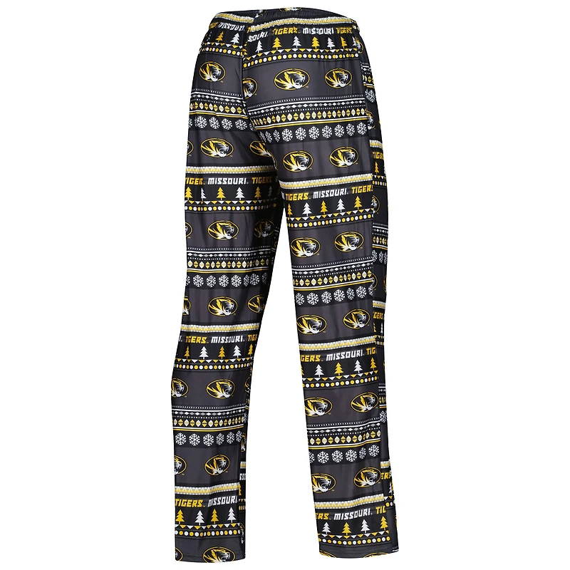 Ensemble de nuit pour homme Concepts Sport Black Missouri Tigers pivotant à manches longues et pantalon