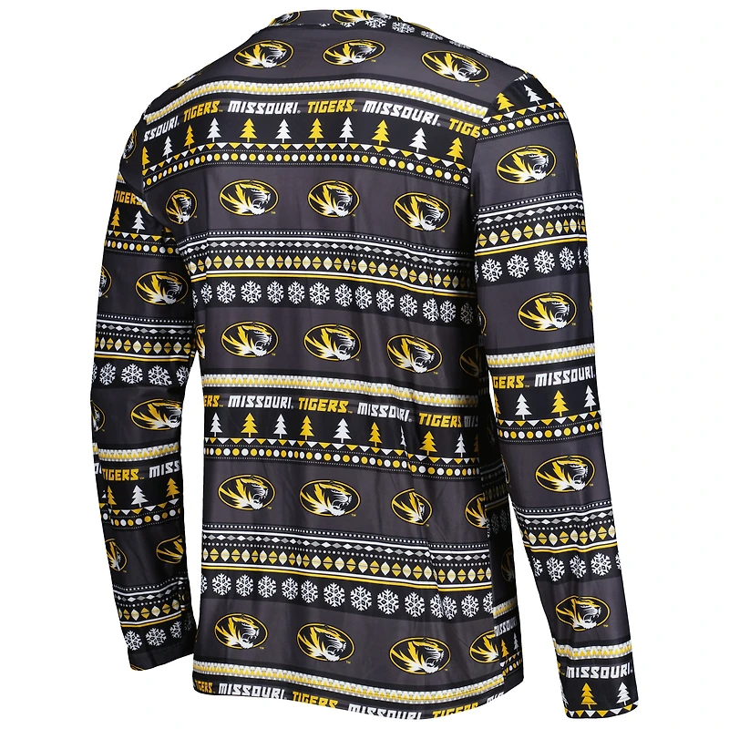 Ensemble de nuit Concepts Sport noir pour homme, haut à manches longues pivotant et pantalon Missouri Tigers