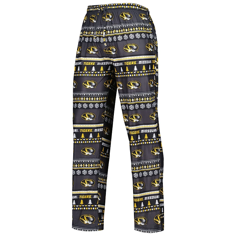 Ensemble de nuit Concepts Sport noir pour homme, haut à manches longues pivotant et pantalon Missouri Tigers