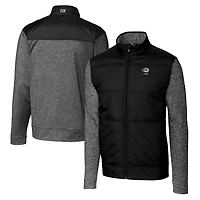 Coupe-vent matelassé hybride Stealth entièrement zippé pour homme, noir, avec logo des anciens Missouri Tigers, Cutter & Buck