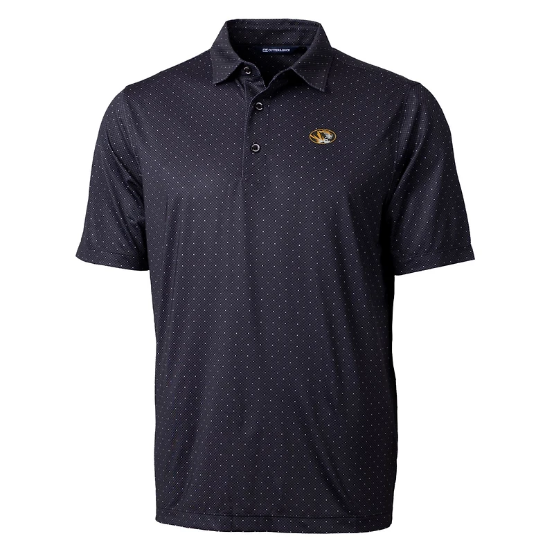 Men's Cutter & Buck Black Missouri Tigers Big Tall Pike Double Dot Print Stretch Polo