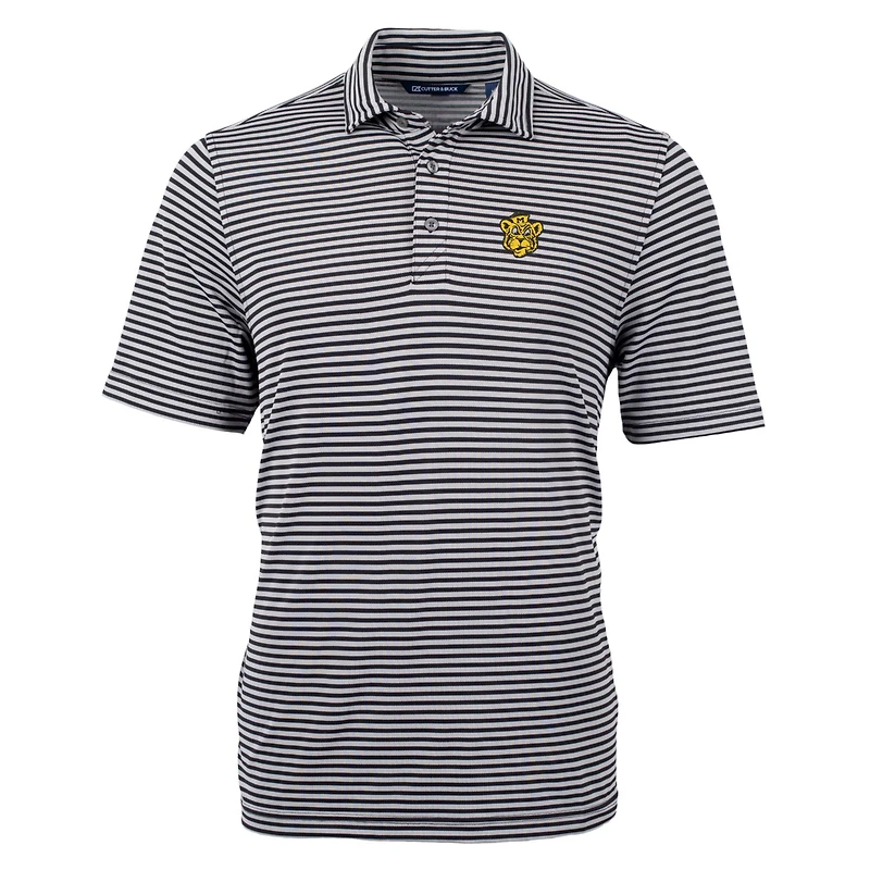 Men's Cutter & Buck Black Missouri Tigers Big Tall Team Logo Virtue Eco Pique Stripe Recycled Polo