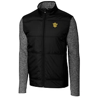 Coupe-vent matelassé hybride entièrement zippé pour homme, modèle Cutter & Buck Black Missouri Tigers Vault Big Tall Stealth