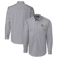 Men's Cutter & Buck Charcoal Missouri Tigers Easy Care Stretch Gingham Long Sleeve Button-Down Shirt