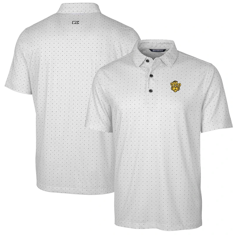 Polo extensible à imprimé double pois pour homme, couleur anthracite, Cutter & Buck, logo de l'équipe des Missouri Tigers, taille grande et