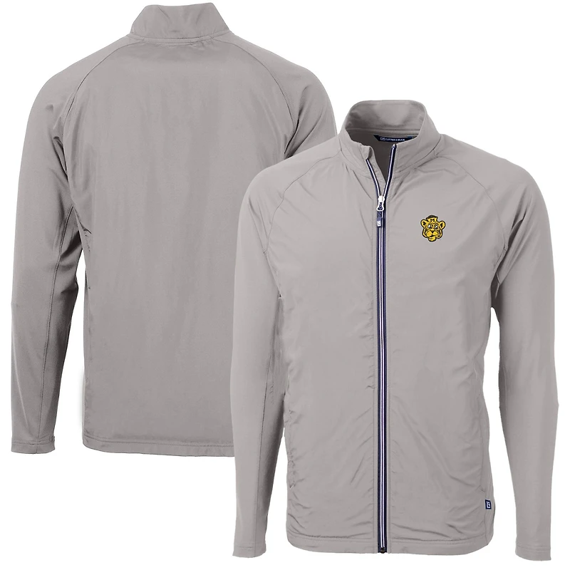 Veste hybride recyclée entièrement zippée pour homme Cutter & Buck Gray Missouri Tigers Adapt Eco Knit, grande taille