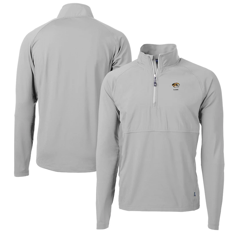 Pull-over hybride recyclé à fermeture éclair quart de tour pour homme, gris, des Missouri Tigers, Cutter & Buck, Adapt Eco Knit