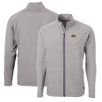 Veste hybride recyclée entièrement zippée Cutter & Buck grise Missouri Tigers pour homme, grande taille, Adapt Eco Knit