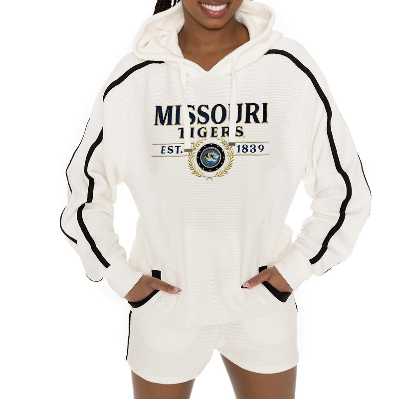 Men's Gameday Couture Cream Missouri Tigers Down, Set, Go Hoodie and Shorts Lounge Set