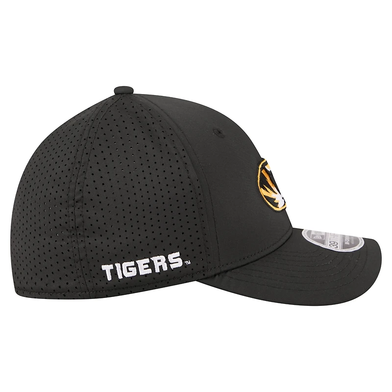Men's New Era  Black Missouri Tigers 39THIRTY M-Crown Flex Fit Hat