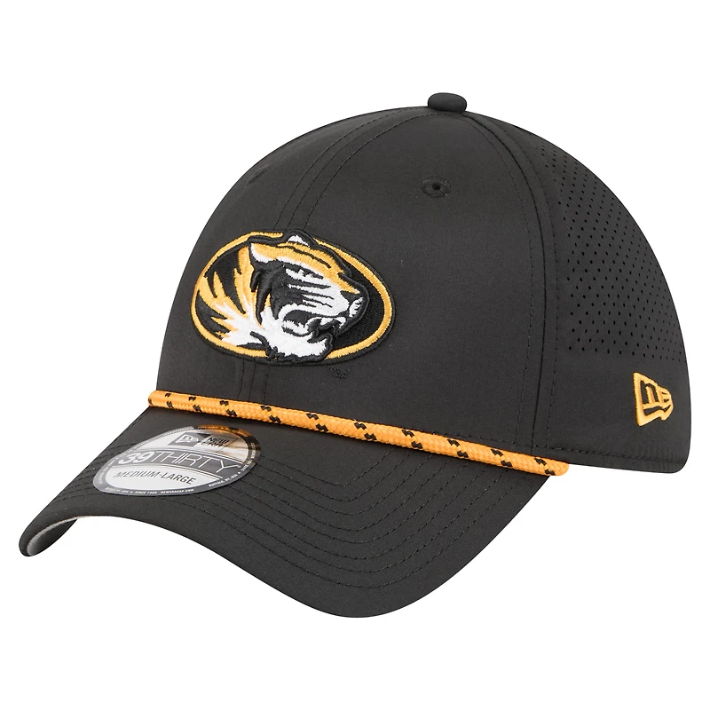 Casquette New Era noire Missouri Tigers 39THIRTY Flex pour homme