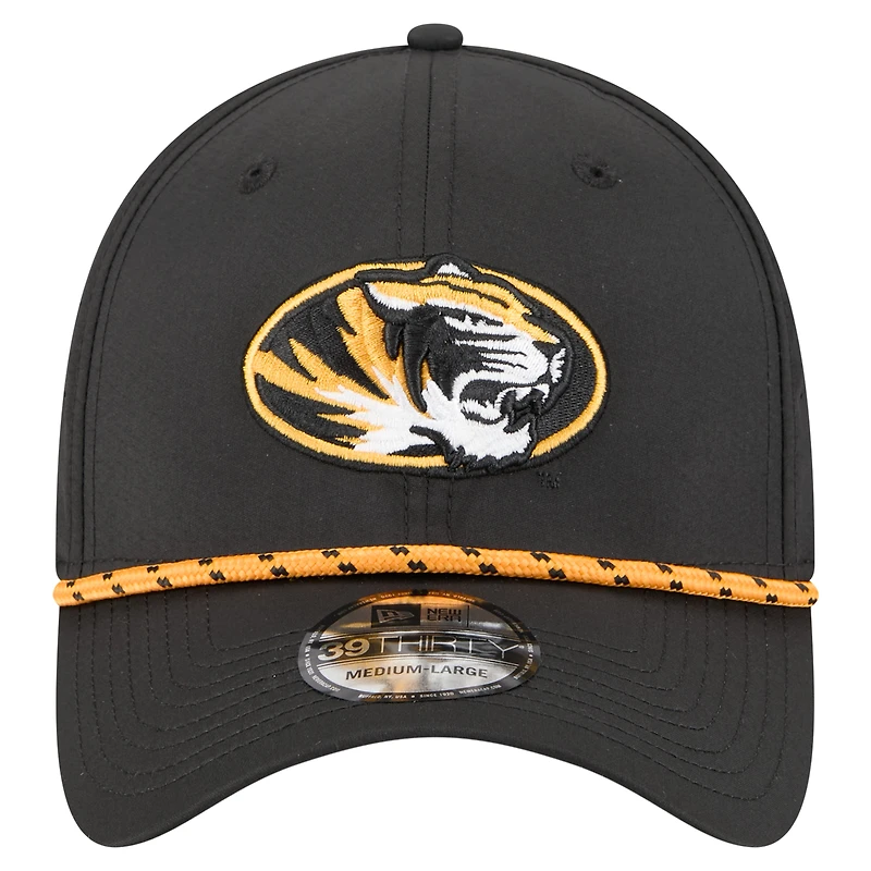 Men's New Era  Black Missouri Tigers Rope 39THIRTY Flex Hat