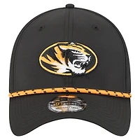 Men's New Era  Black Missouri Tigers Rope 39THIRTY Flex Hat