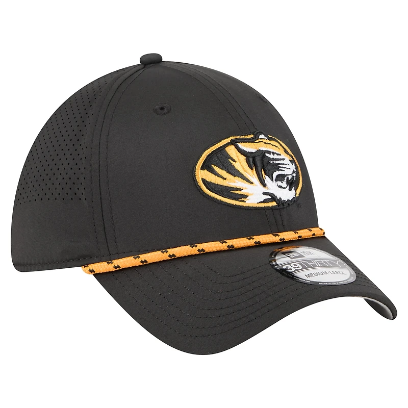 Men's New Era  Black Missouri Tigers Rope 39THIRTY Flex Hat