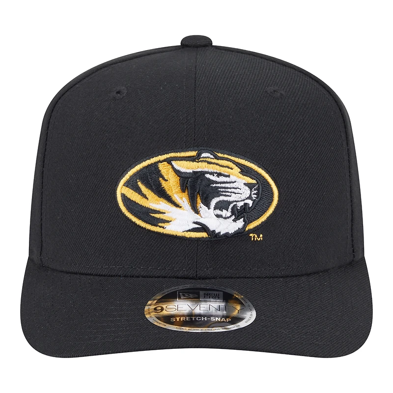Casquette ajustable extensible à boutons-pression New Era noire pour homme, modèle Team Collective 9SEVENTY des Missouri Tigers