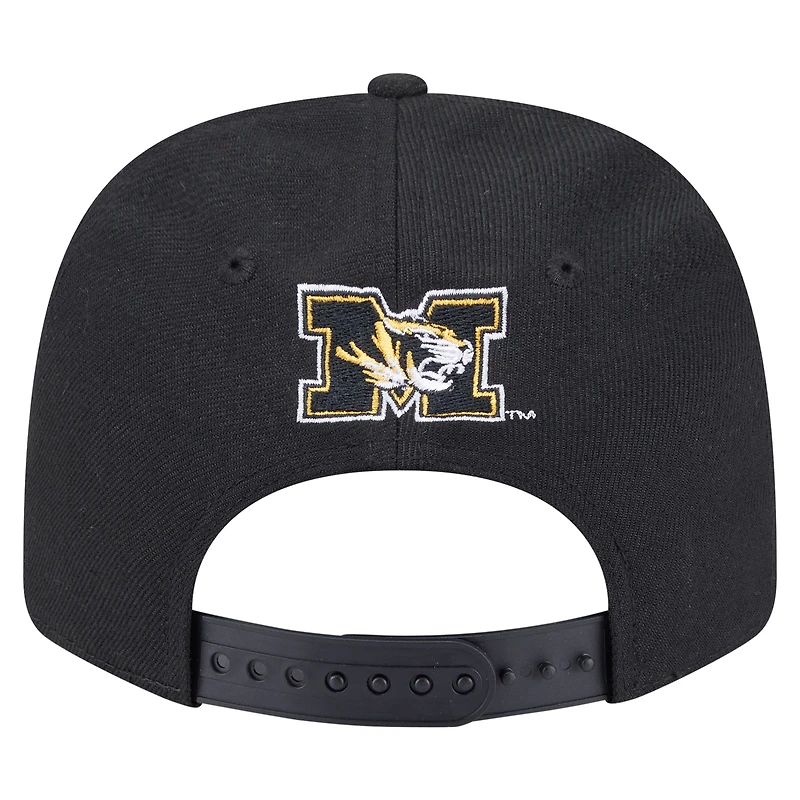 Casquette ajustable extensible à boutons-pression New Era noire pour homme, modèle Team Collective 9SEVENTY des Missouri Tigers