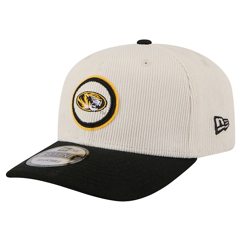 Casquette ajustable 9SEVENTY en velours côtelé Loyal des Missouri Tigers de New Era pour homme, crème/noir