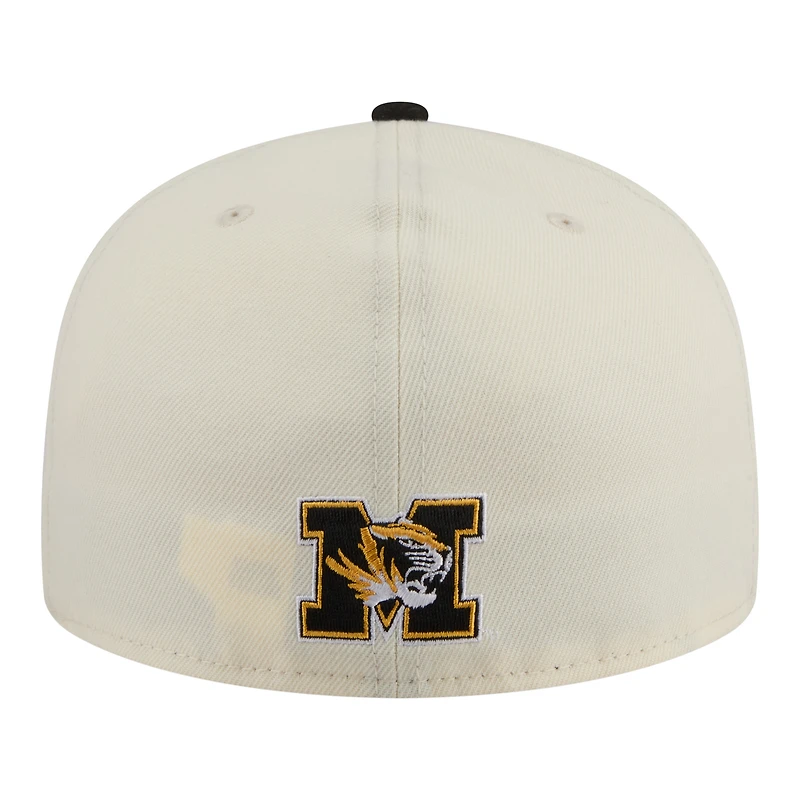 Casquette ajustée New Era 59FIFTY crème/noir Missouri Tigers pour homme